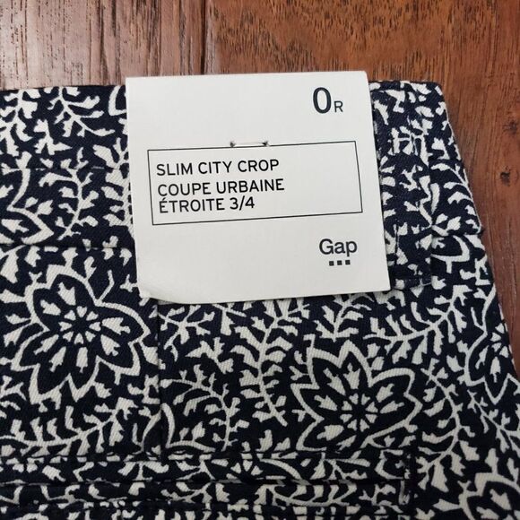 Gap slim city crop pant navy white floral 0 NEW - Picture 6 of 7
